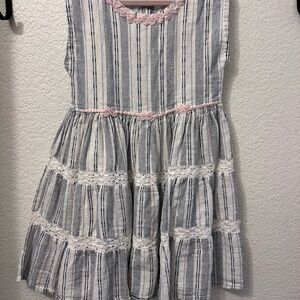 Chelsea & Violet Blue and White Striped Kids Dress